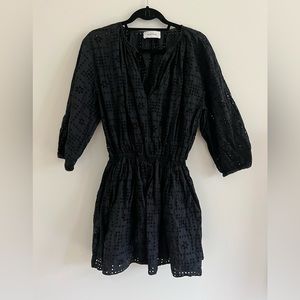 Matteau eyelet organic cotton-poplin mini dress in black, size 3